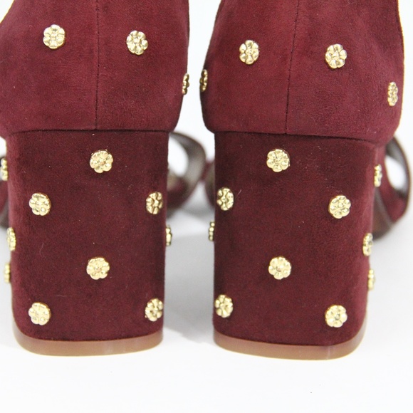 Kensie Women Heels New sz 9 Ankle strap dressy Shoe Edee Sandals gold flowers - Picture 6 of 9